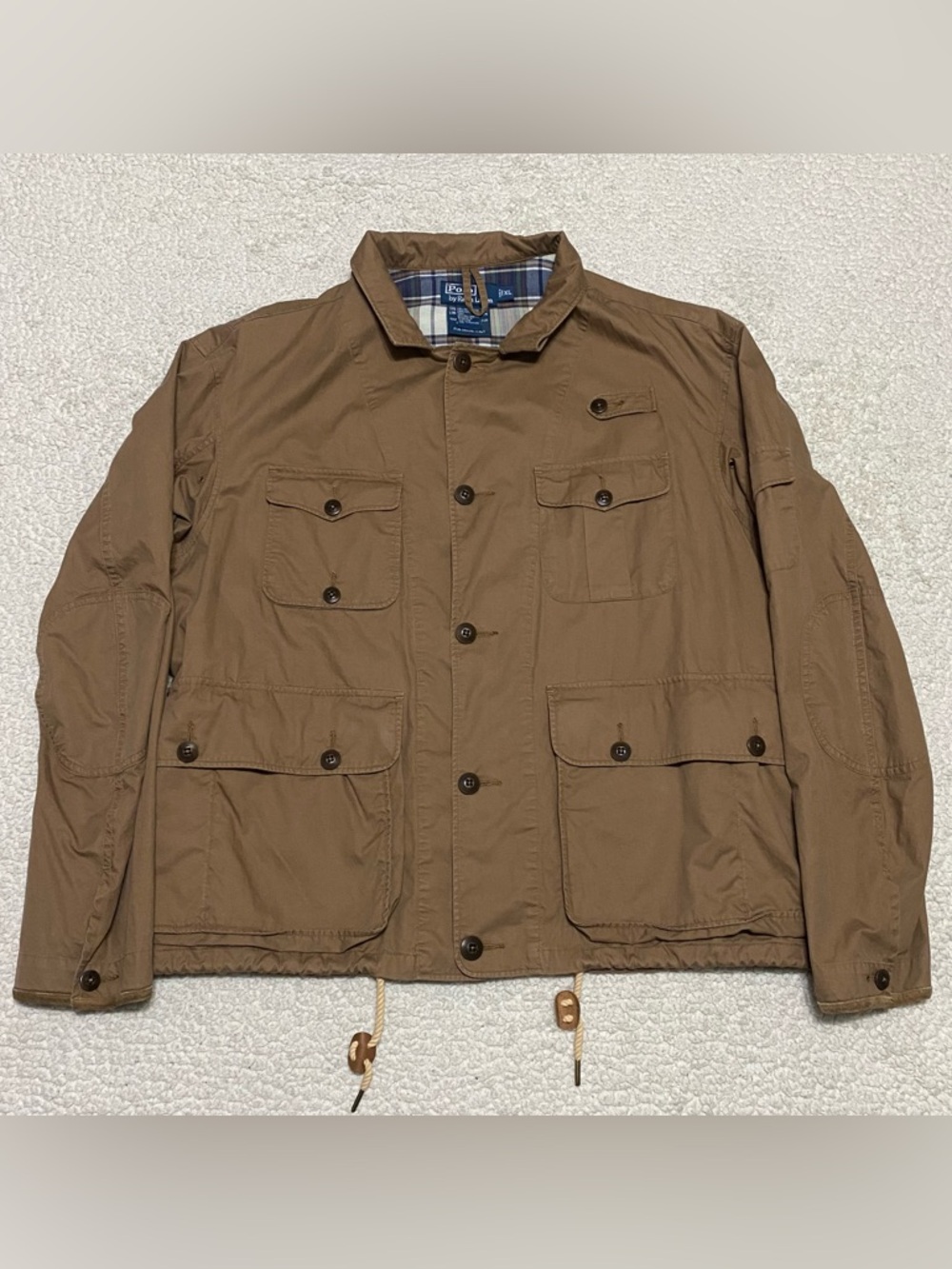 Vintage Polo Ralph Lauren Jacket Men XL Fly Fishing Hunting Cotton Lambskin Trim